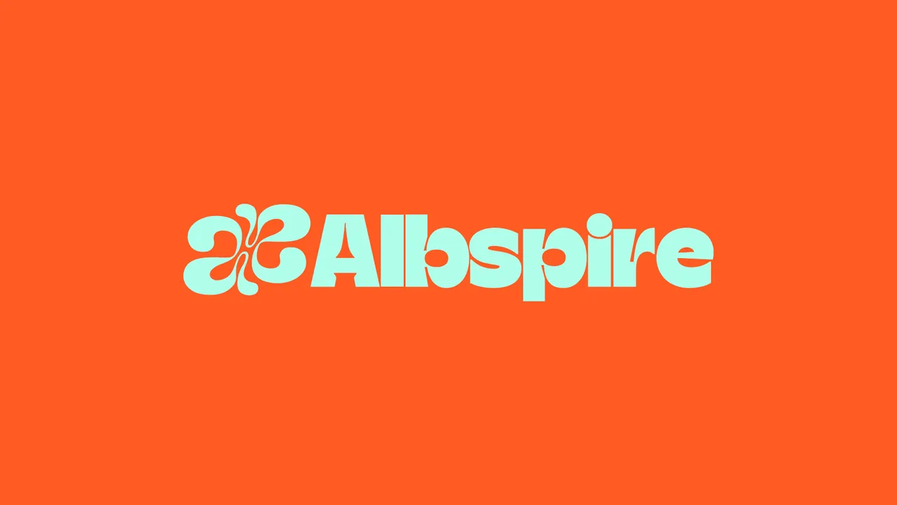 Albspire mint logo on an orange background