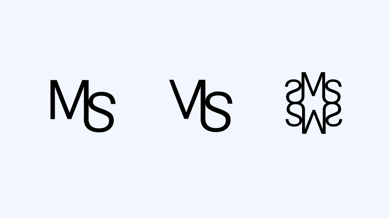 MS monogram variations and a repeated arrangement of the initials