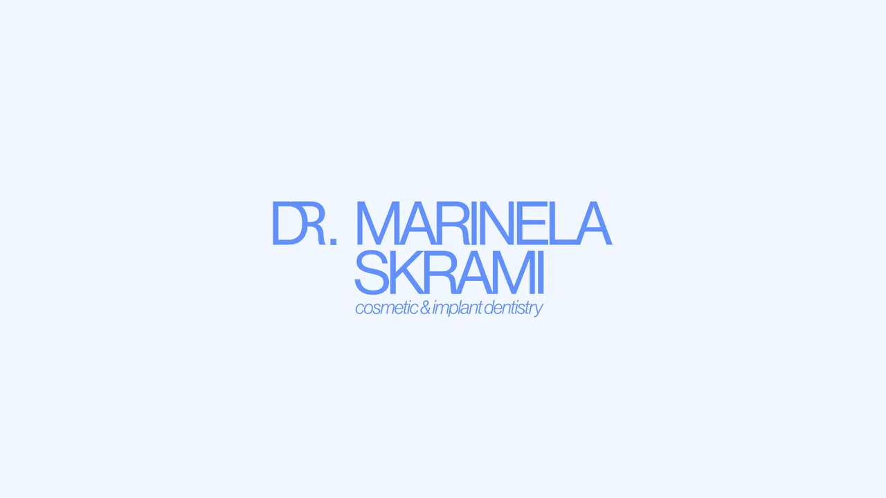 Blue Dr. Marinela Skrami wordmark on a pale background