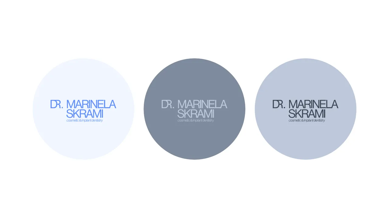 Wordmark colour combinations in pale and grey circular fields
