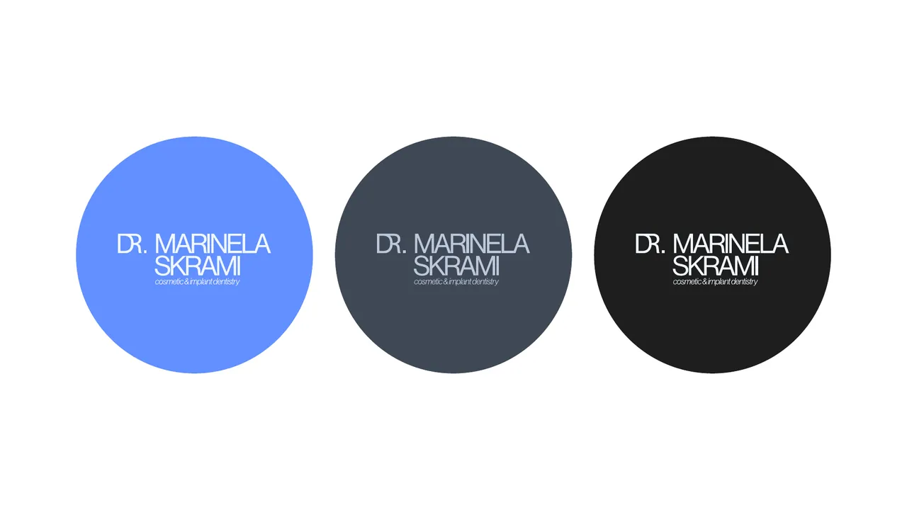 Wordmark colour combinations in blue, dark slate and charcoal circular fields