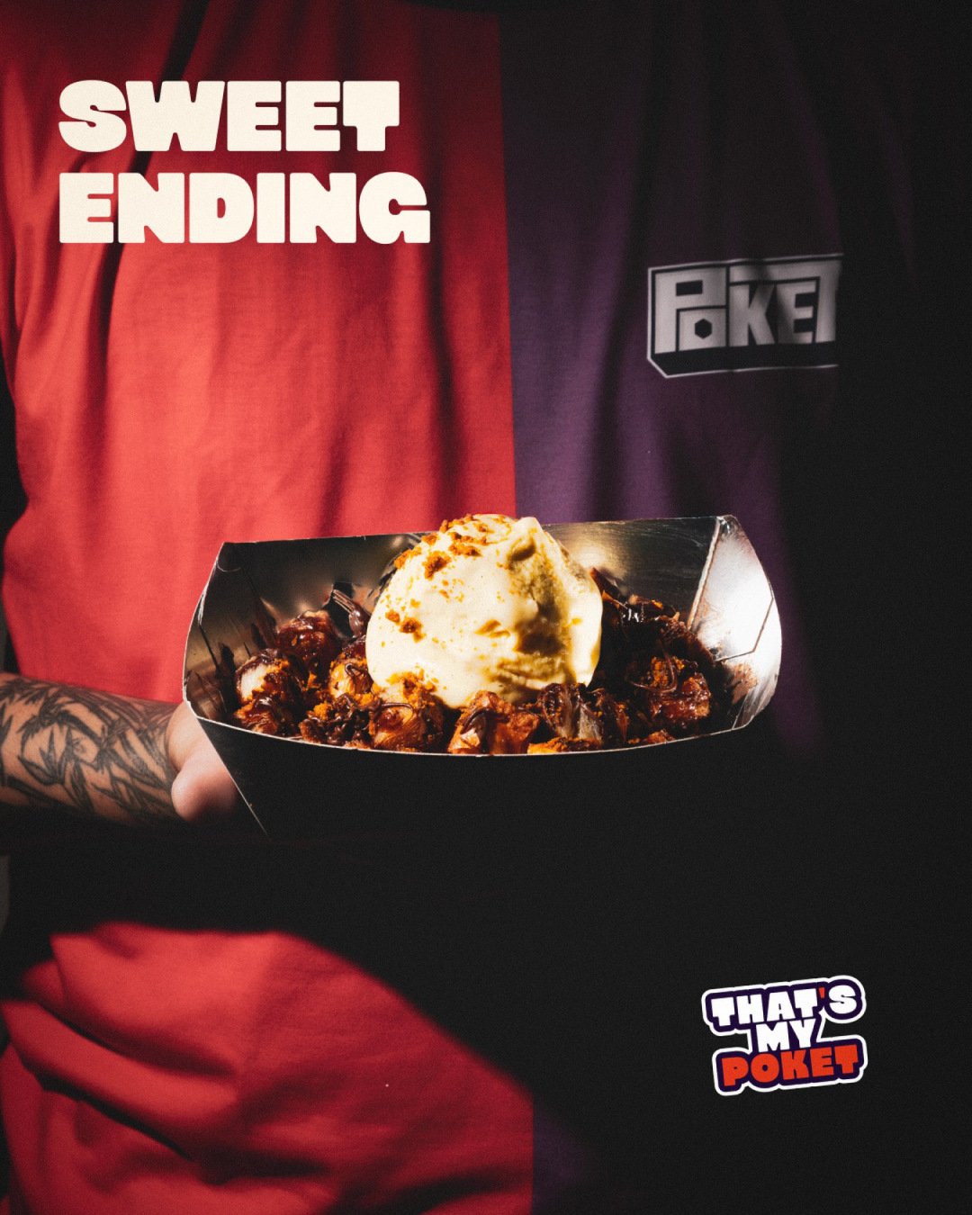 Sweet Ending campaign featuring a dessert bowl topped with ice cream.