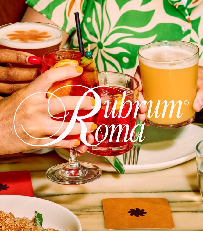 Rubrum Roma wine bar interior concept and menu design - Rome hospitality branding